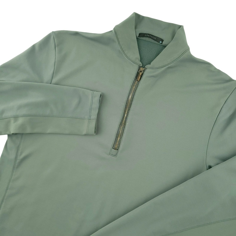 Greyson Pullover Mens Medium Green 1/4 Zip Long Sleeve Golf Stretch Top Athletic